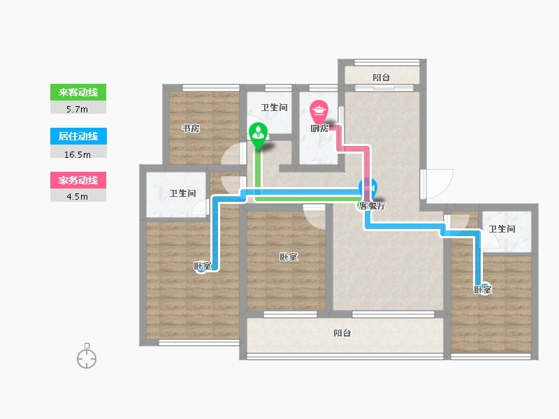 浙江省-嘉兴市-鸿翔天誉府-104.16-户型库-动静线