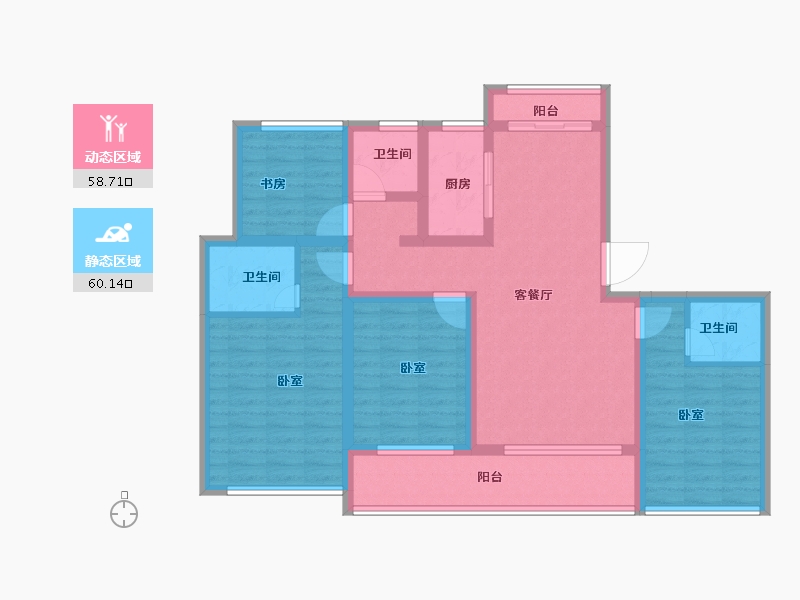 浙江省-嘉兴市-鸿翔天誉府-104.16-户型库-动静分区