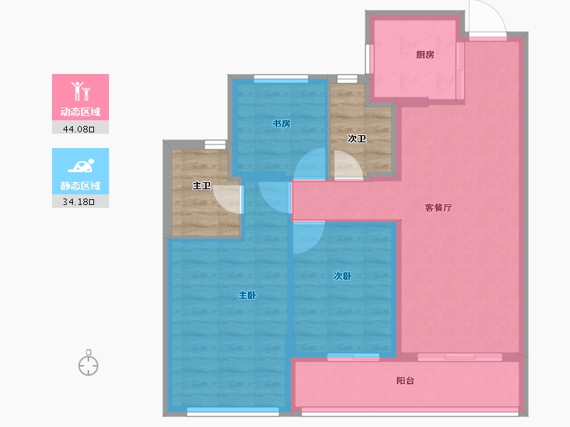 浙江省-杭州市-庞鑫沁耀府-78.00-户型库-动静分区