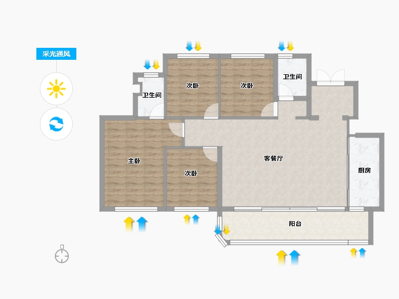 四川省-成都市-招商新川臻境-109.67-户型库-采光通风