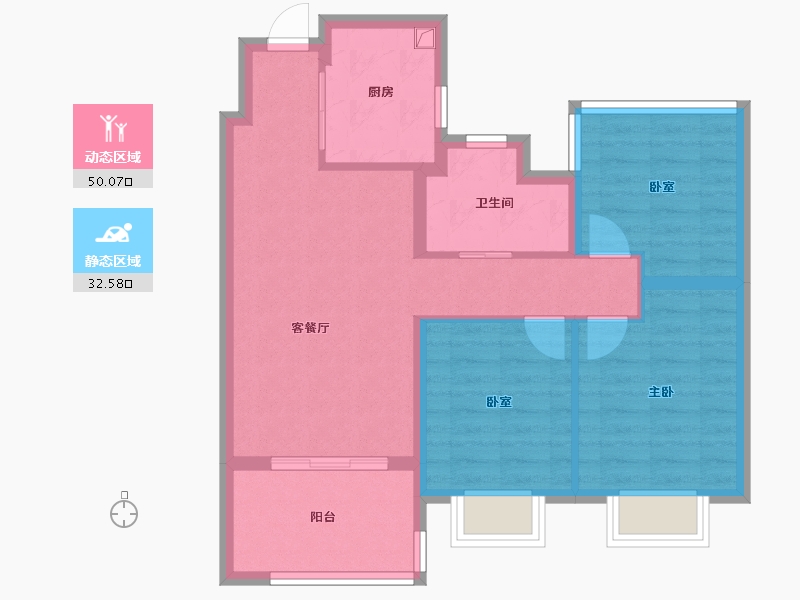 安徽省-合肥市-国贸璟原-73.60-户型库-动静分区