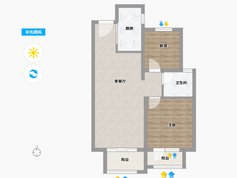 河北省-廊坊市-合生学府中央城-63.75-户型库-采光通风