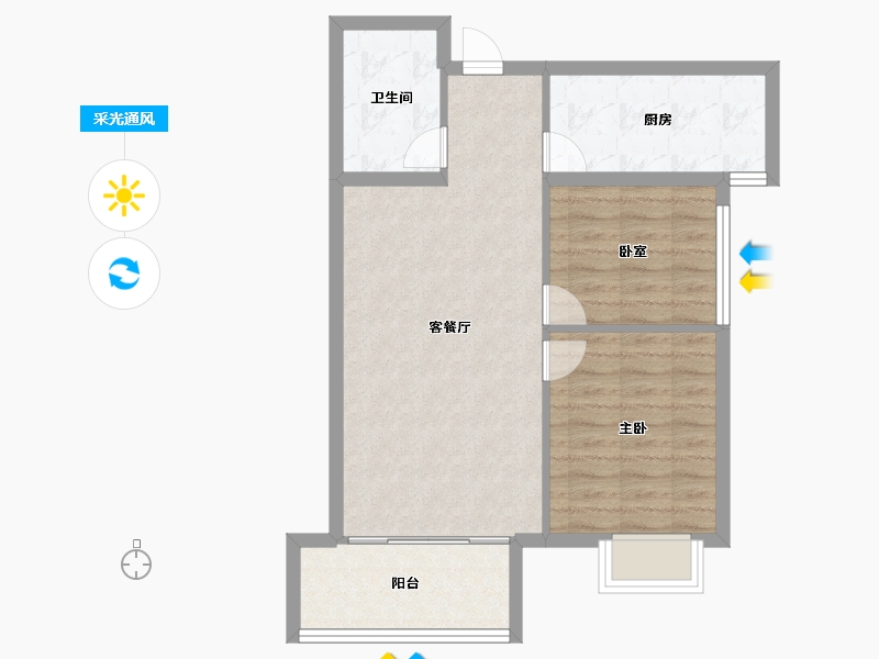 河南省-安阳市-广厦书香九里-66.40-户型库-采光通风