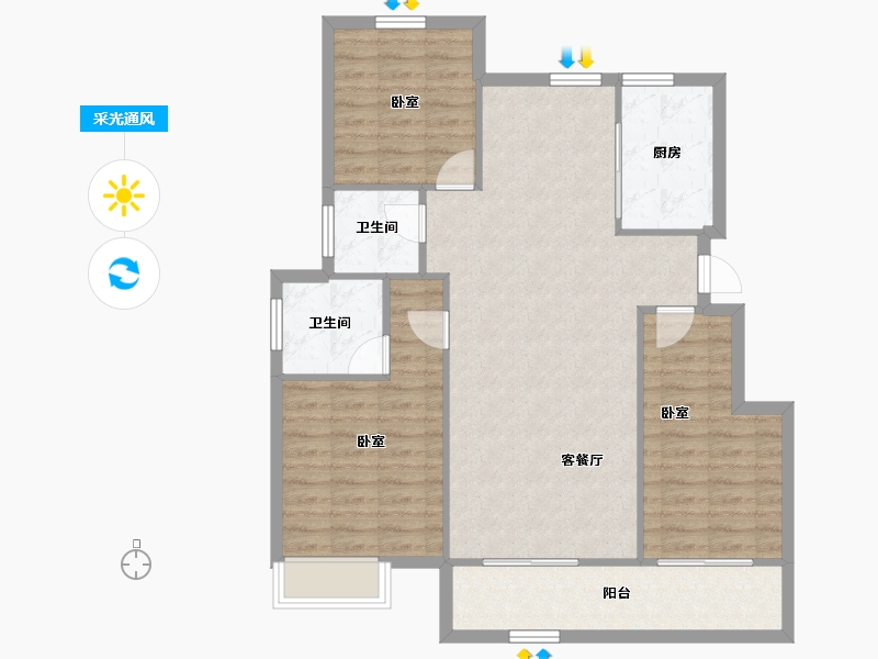 江苏省-连云港市-大力集团·状元府-96.68-户型库-采光通风