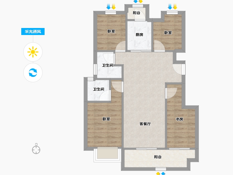 四川省-成都市-蜀道牧山溪岸-67.85-户型库-采光通风