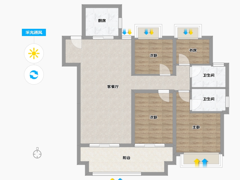 安徽省-亳州市-大家万汇城二期-104.00-户型库-采光通风