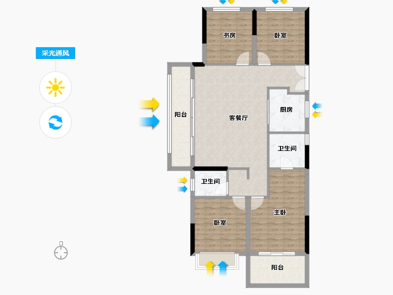 浙江省-杭州市-启歆府-106.79-户型库-采光通风