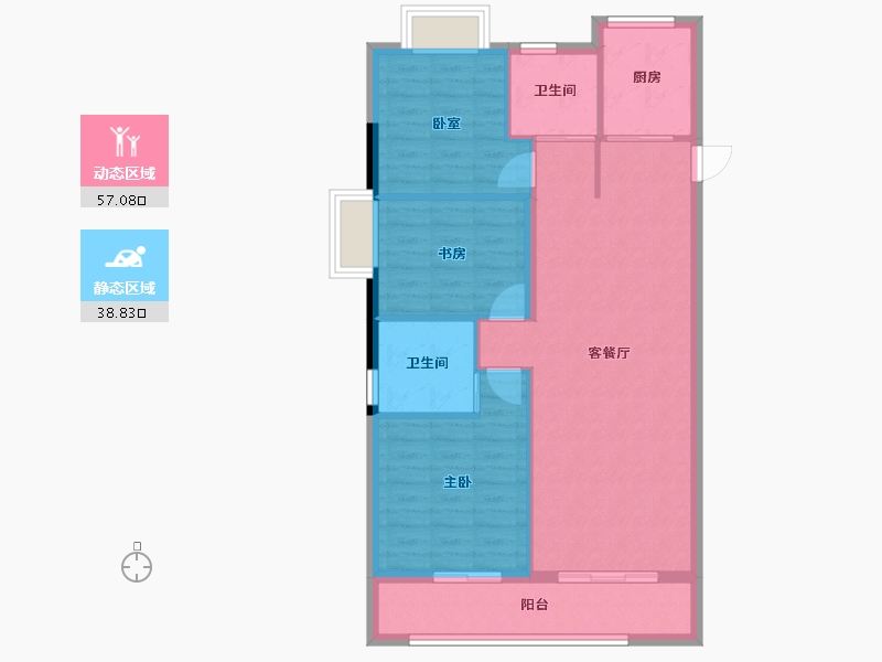 湖北省-武汉市-坤合云海城-87.31-户型库-动静分区