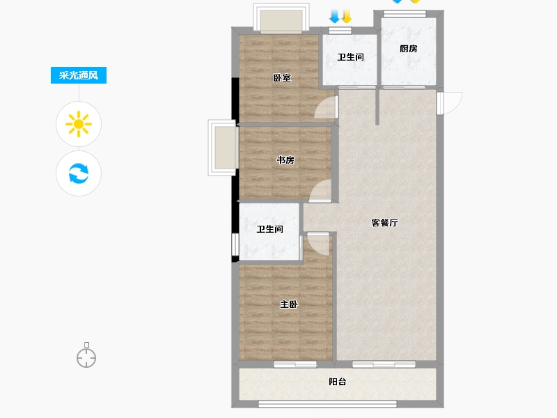 湖北省-武汉市-坤合云海城-87.31-户型库-采光通风