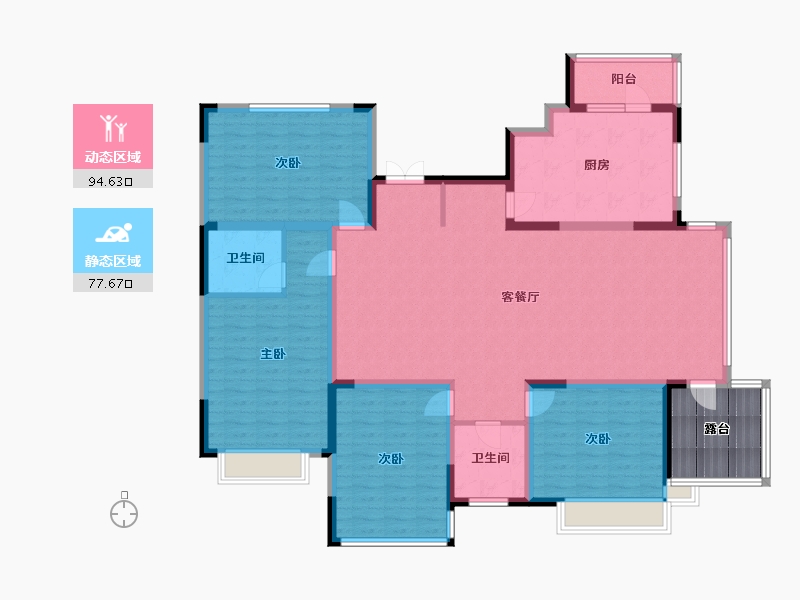 黑龙江省-鹤岗市-公职人员小区-172.00-户型库-动静分区