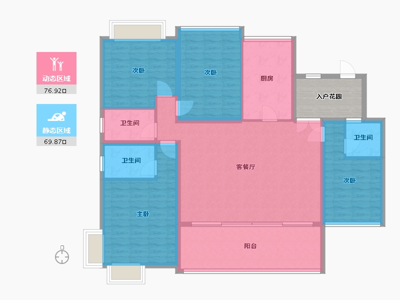 陕西省-汉中市-滨江公园壹号-124.80-户型库-动静分区