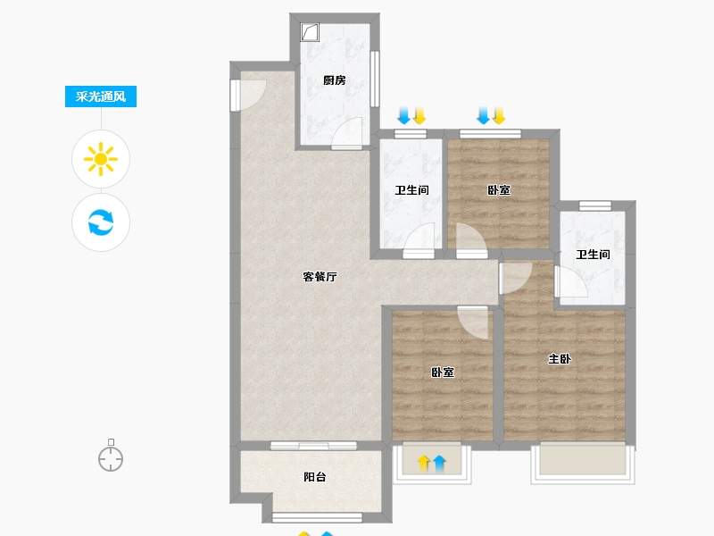 河北省-沧州市-保利拉菲公馆-78.43-户型库-采光通风