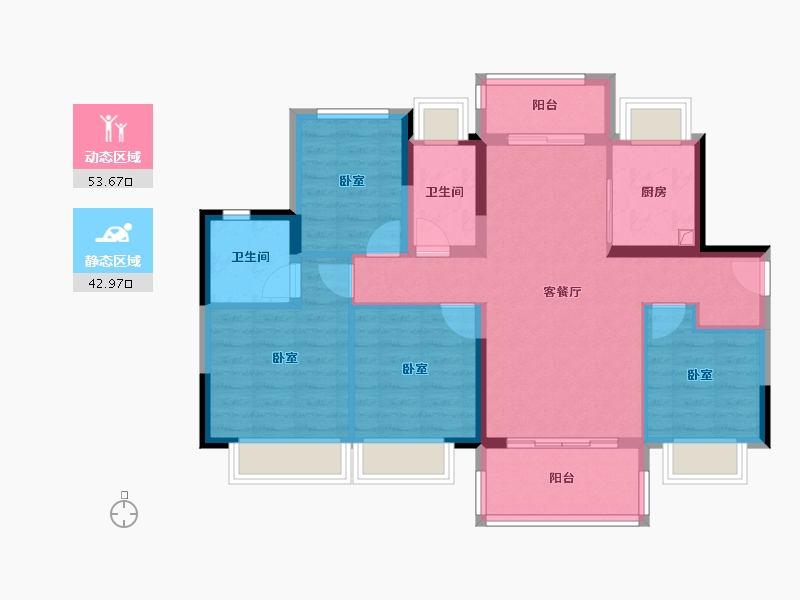 广东省-江门市-江门碧桂园凤凰城-85.81-户型库-动静分区