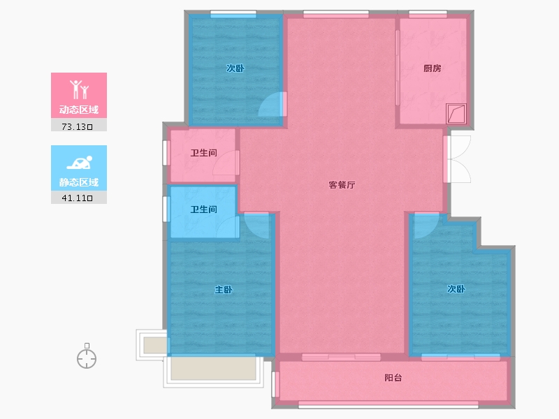 陕西省-榆林市-万居·榆溪印-103.85-户型库-动静分区