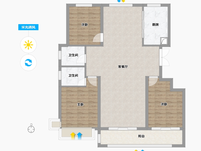 陕西省-榆林市-万居·榆溪印-103.85-户型库-采光通风