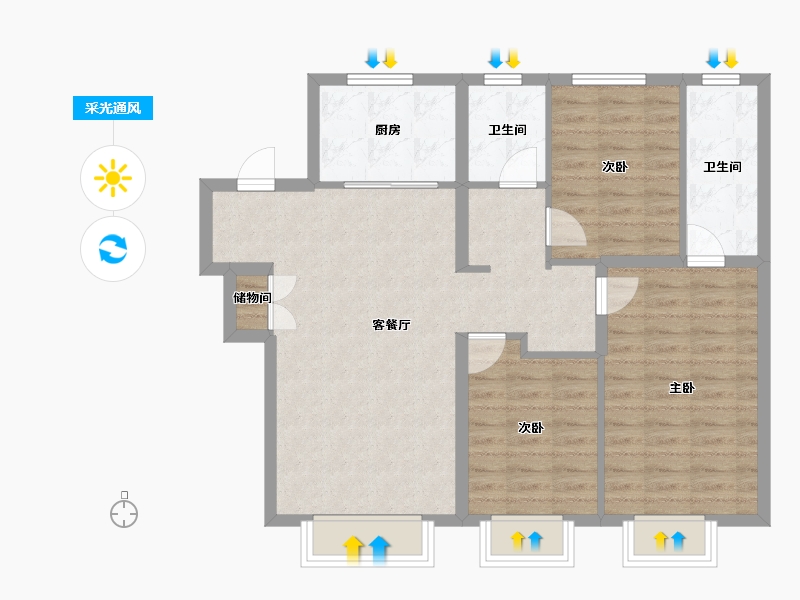 吉林省-长春市-锦溢·观合辰院-86.85-户型库-采光通风