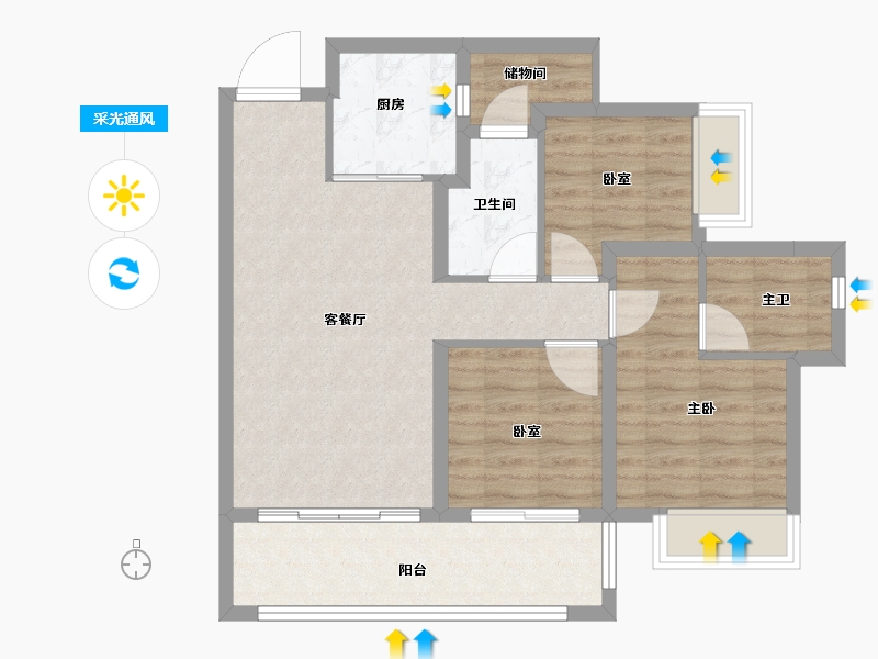 云南省-昆明市-能建·未来城-81.00-户型库-采光通风