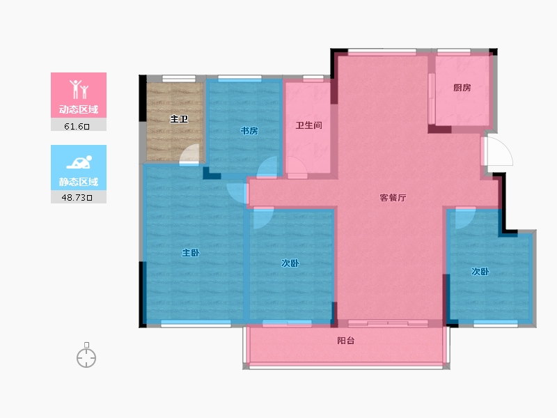 浙江省-杭州市-启歆府-104.24-户型库-动静分区