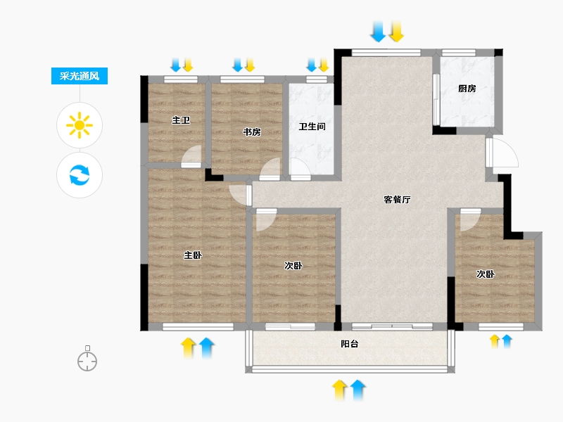 浙江省-杭州市-启歆府-104.24-户型库-采光通风