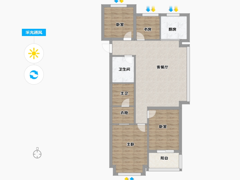 浙江省-杭州市-滨江大家招商锦翠金宸府-82.75-户型库-采光通风