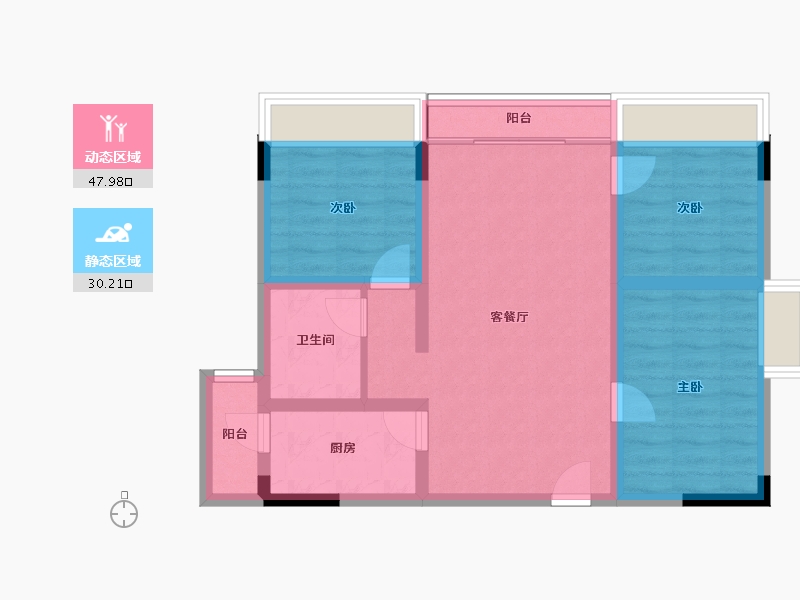 云南省-曲靖市-愿景水岸学府-68.93-户型库-动静分区