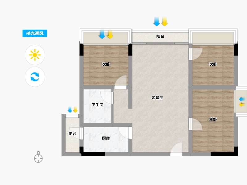 云南省-曲靖市-愿景水岸学府-68.93-户型库-采光通风