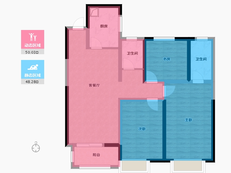 陕西省-咸阳市-金域华庭-86.51-户型库-动静分区