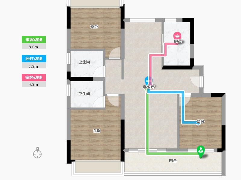 江苏省-苏州市-越秀悦年华花园-84.00-户型库-动静线