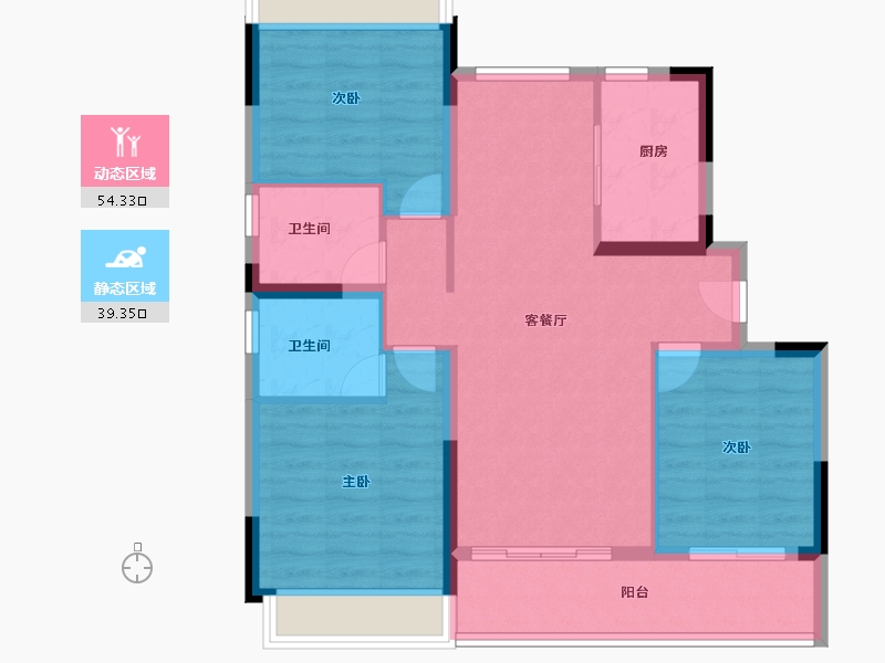 江苏省-苏州市-越秀悦年华花园-84.00-户型库-动静分区