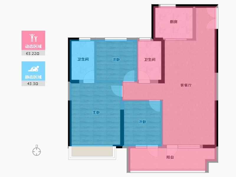 山东省-烟台市-芝罘吾悦广场-96.00-户型库-动静分区