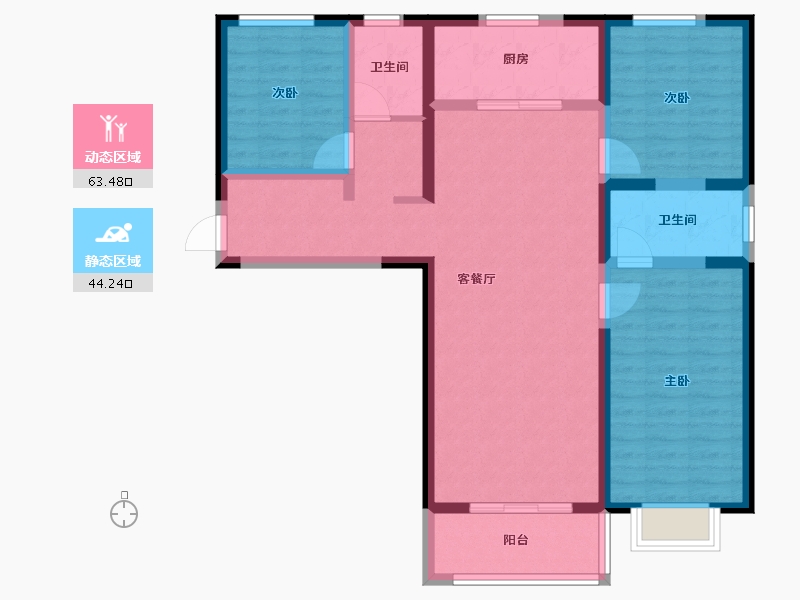 青海省-西宁市-奥园誉府-95.58-户型库-动静分区