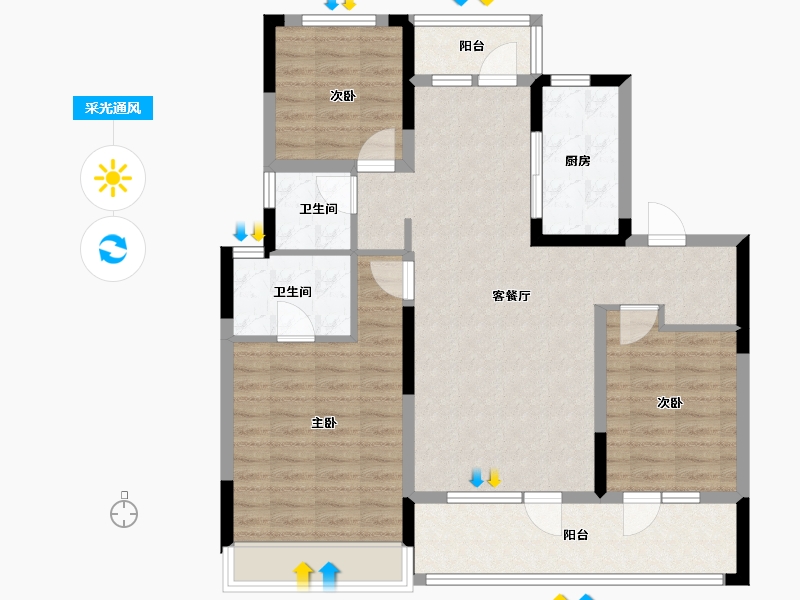 山东省-青岛市-国信溪地美岸-99.20-户型库-采光通风