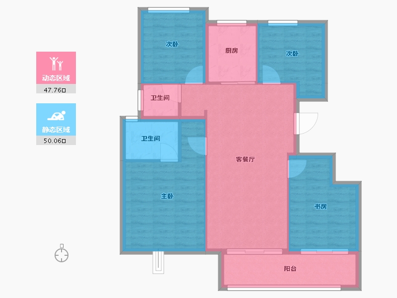 浙江省-宁波市-青澜邸-88.51-户型库-动静分区