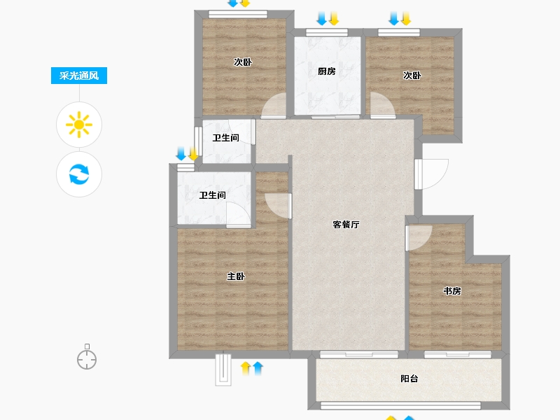 浙江省-宁波市-青澜邸-88.51-户型库-采光通风