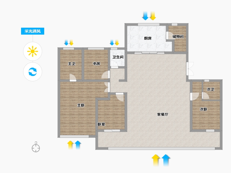 山东省-济南市-华润置地润府-176.25-户型库-采光通风