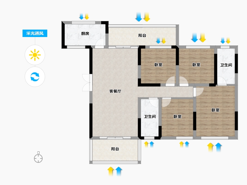 四川省-眉山市-永兴·铂金汇-113.14-户型库-采光通风