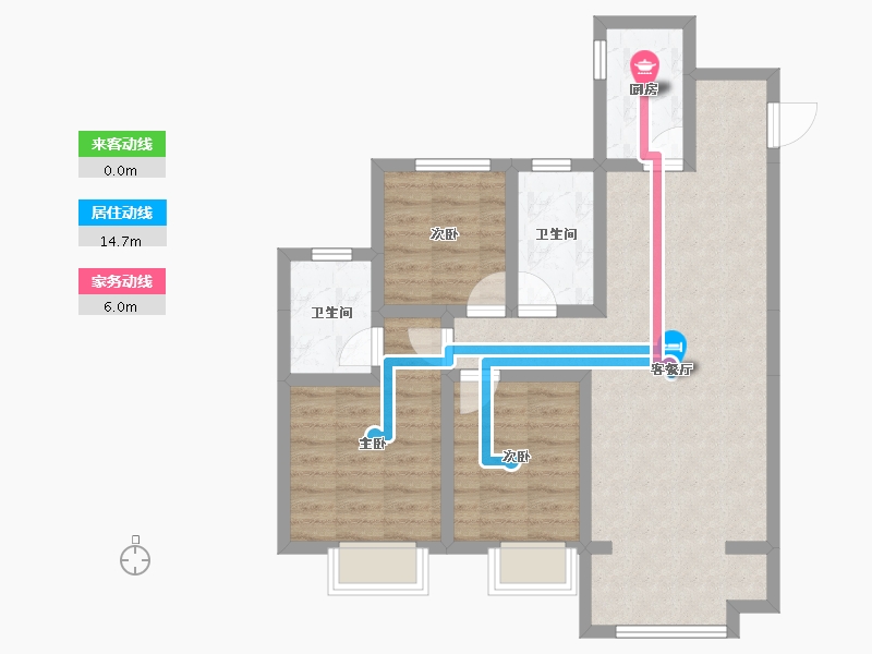 河北省-沧州市-保利拉菲公馆-76.77-户型库-动静线