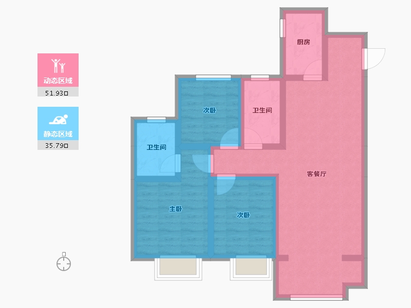 河北省-沧州市-保利拉菲公馆-76.77-户型库-动静分区