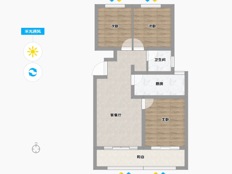 河北省-廊坊市-锦宸佳园-66.02-户型库-采光通风