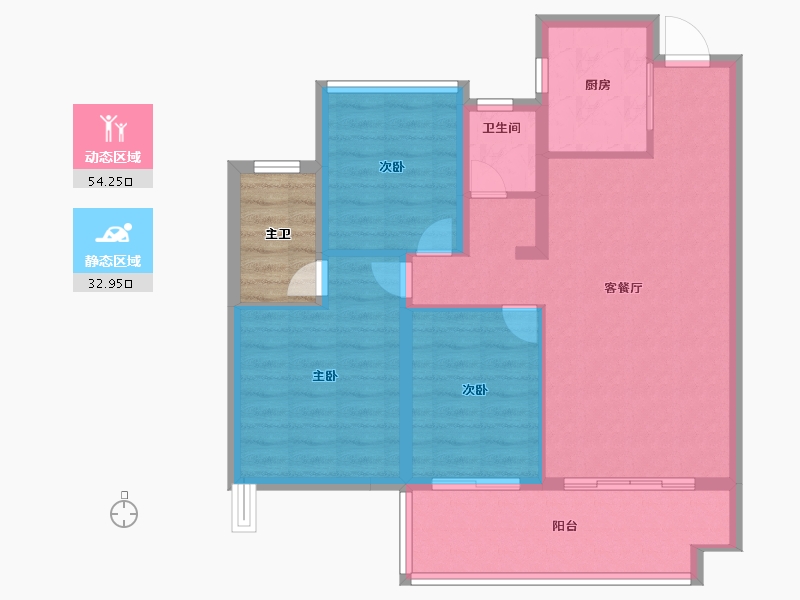 安徽省-合肥市-通和伟星翡翠印-82.50-户型库-动静分区