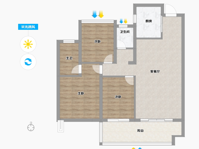 安徽省-合肥市-通和伟星翡翠印-82.50-户型库-采光通风