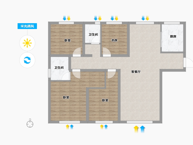 甘肃省-兰州市-保利领秀山-105.00-户型库-采光通风