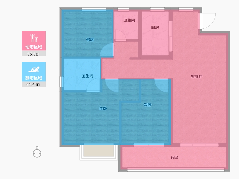 浙江省-宁波市-光映和府-87.47-户型库-动静分区