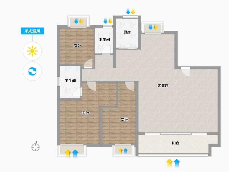 江西省-上饶市-湖城春晓-129.67-户型库-采光通风