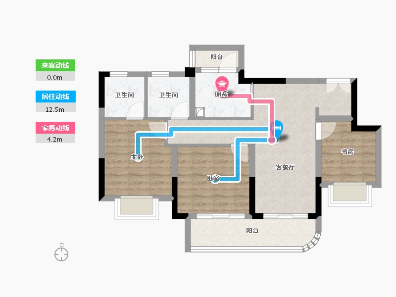 重庆-重庆市-成都城投春江蘭庭-71.10-户型库-动静线