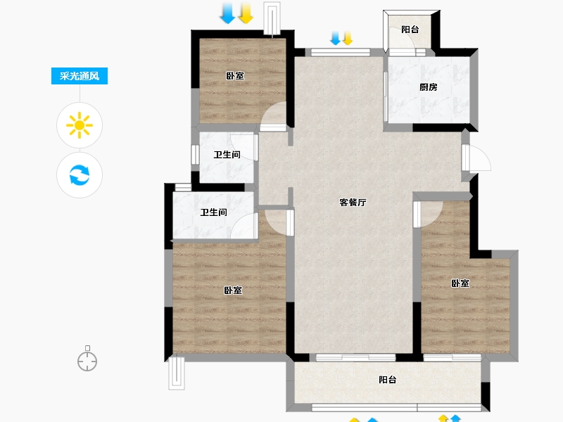 四川省-成都市-空港兴城晨曦府-85.00-户型库-采光通风