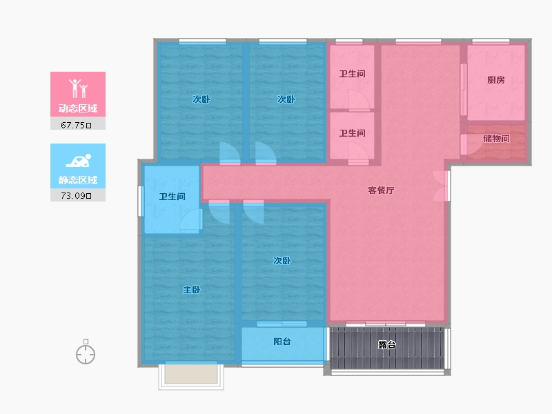 河南省-洛阳市-鸾鸣府小区-134.40-户型库-动静分区