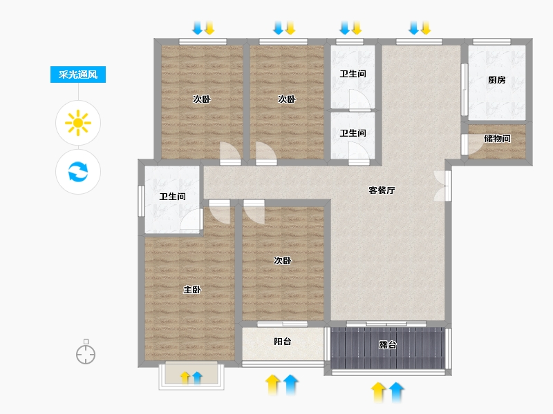 河南省-洛阳市-鸾鸣府小区-134.40-户型库-采光通风