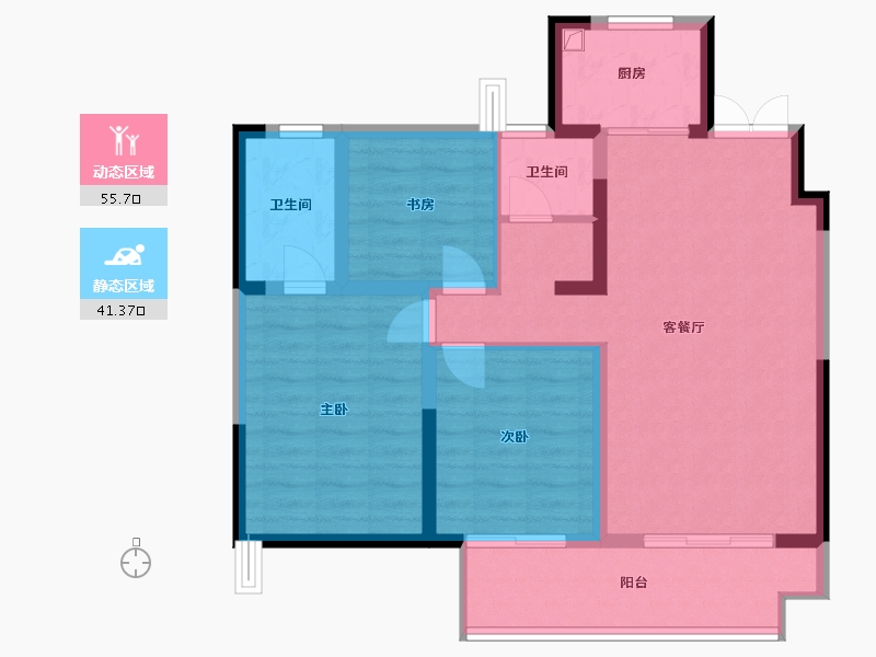 河南省-信阳市-东方府-86.84-户型库-动静分区