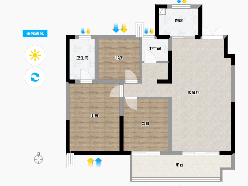 河南省-信阳市-东方府-86.84-户型库-采光通风